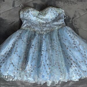 Sparkling light/baby blue hand made excellent condition size 12.